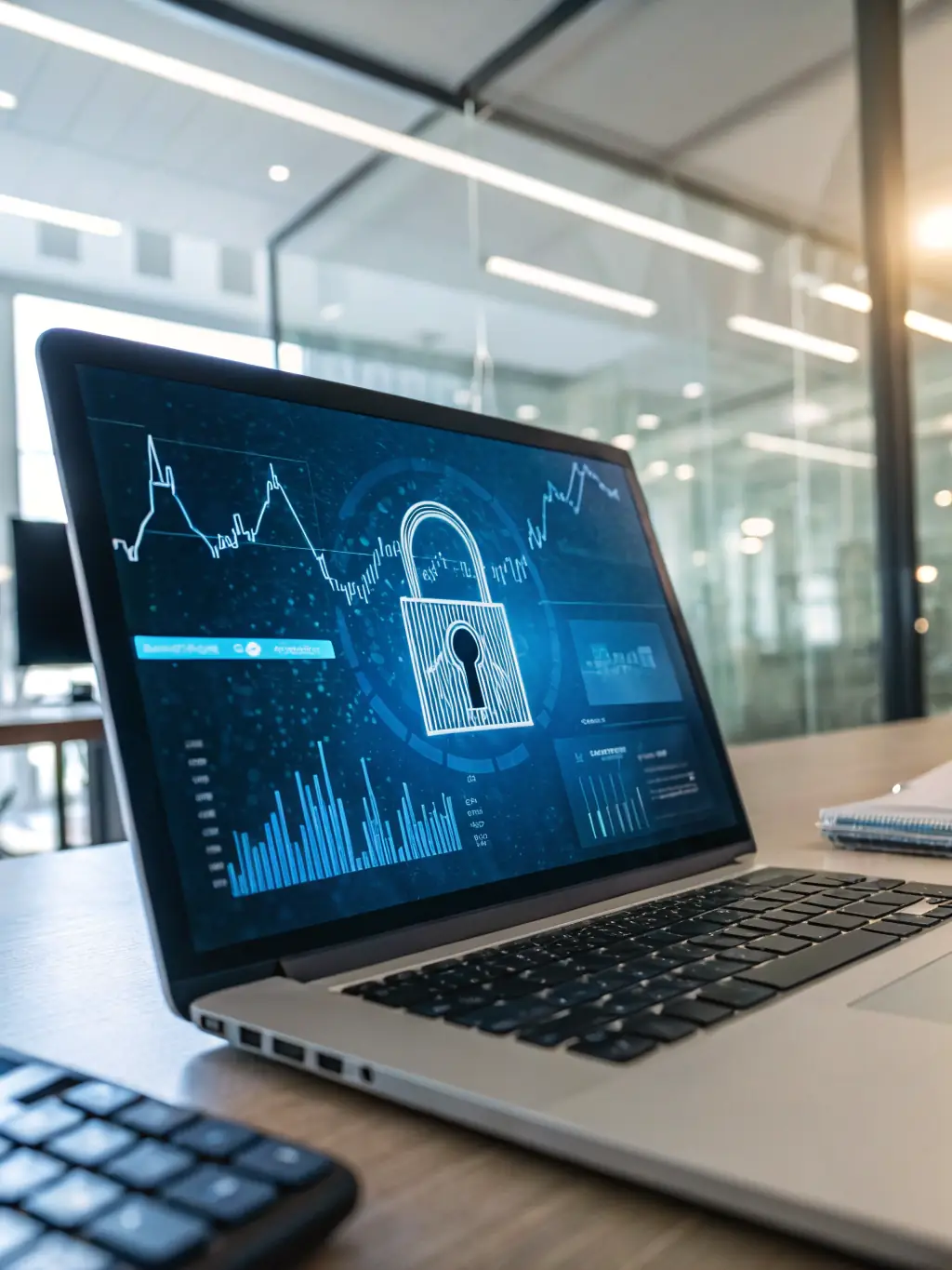 A high-resolution image of a secure digital lock integrated with language symbols, representing the platform's robust security measures.