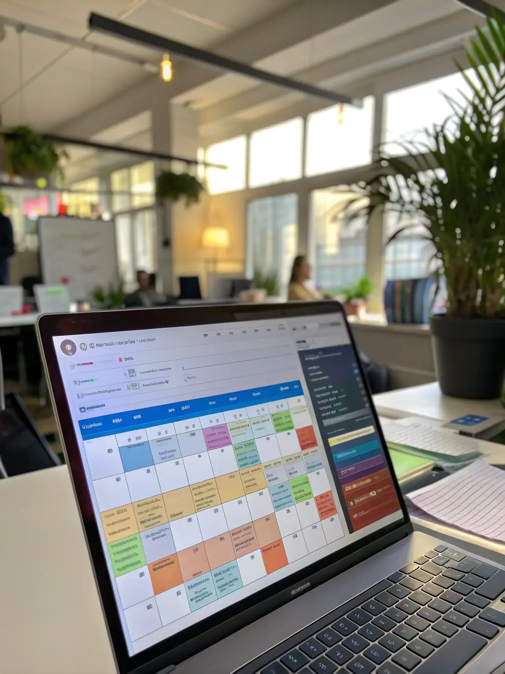 A calendar interface with highlighted deadlines and reminders, integrated within the Hiero Solution platform, ensuring timely project completion.