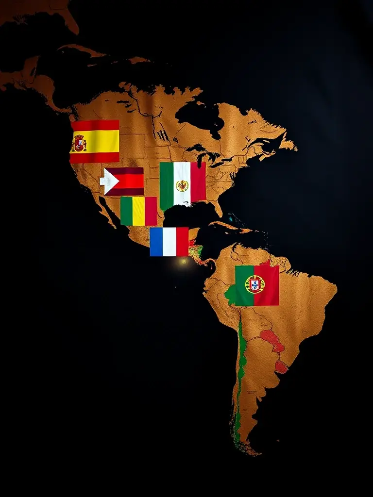 Flags of countries in the Americas, including Spanish, Portuguese, and indigenous languages, emphasizing Hiero Solution's coverage of languages in the Americas.