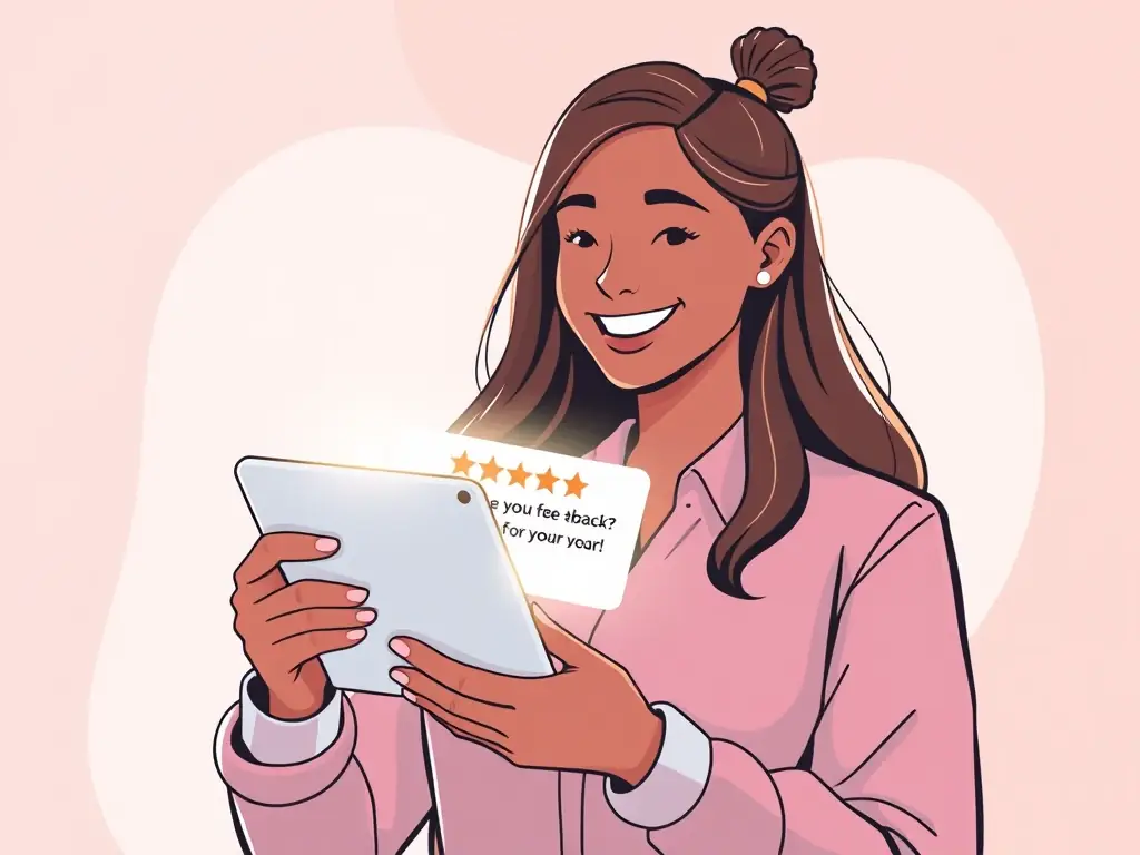 An image depicting a translator receiving positive feedback from a client through a digital interface, showcasing the client feedback mechanism within the HIERO SOLUTION platform.