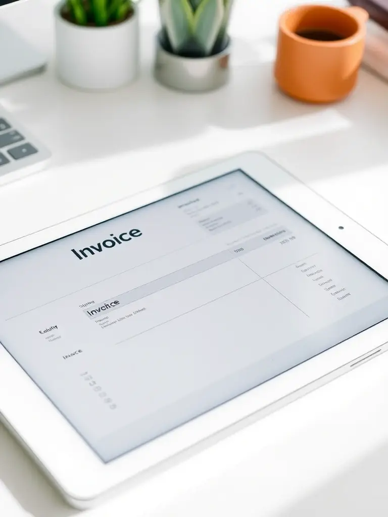 An automatically generated invoice with the Hiero Solution logo, displayed on a tablet, emphasizing the ease of billing.