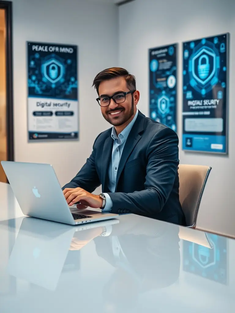 A professional using Hiero Solution's document management system to securely upload and organize translation project files, with a focus on version control and access permissions.