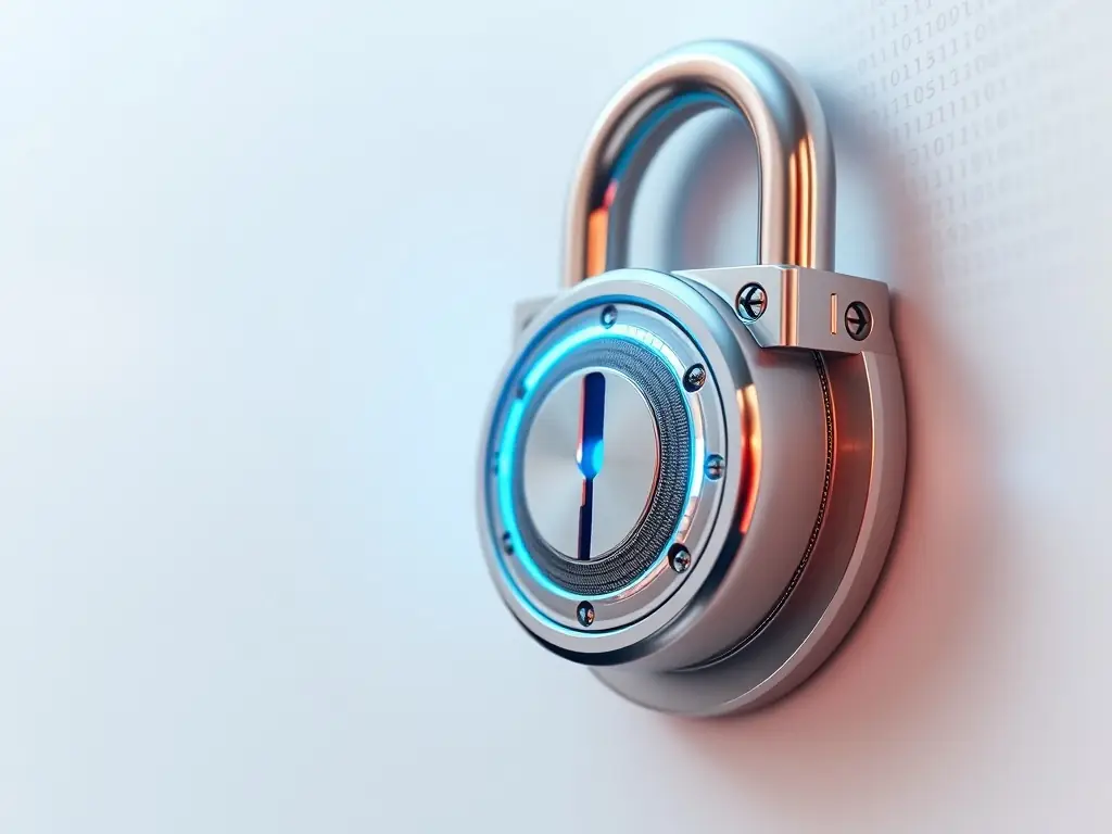 A close-up shot of a digital lock icon superimposed on a document, symbolizing the confidentiality and security measures in place for translators' and interpreters' data on the HIERO SOLUTION platform.