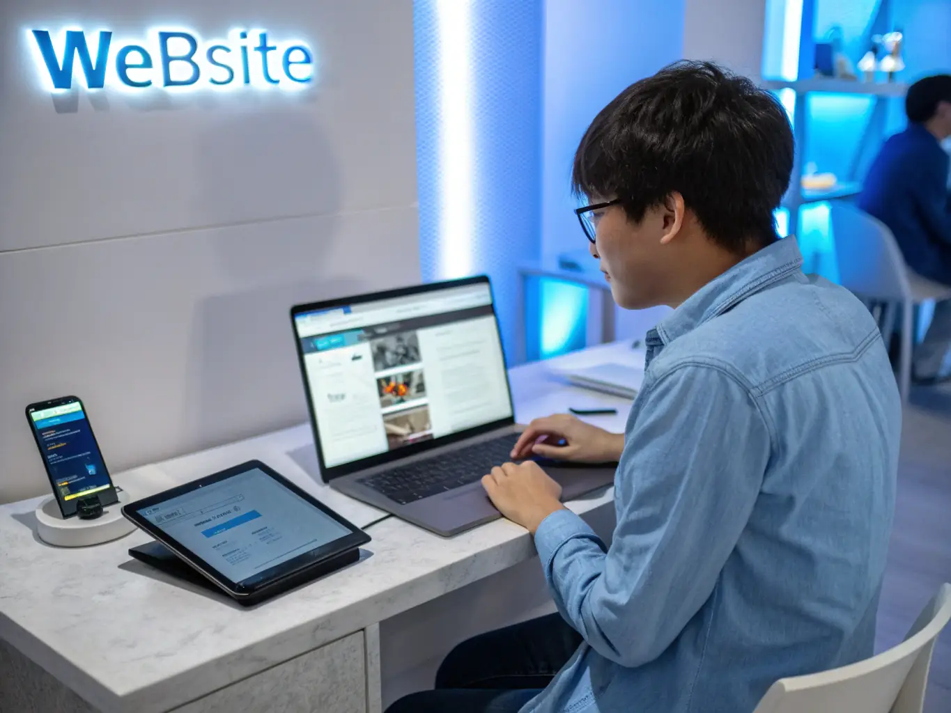 A professional translator working on a laptop in a modern, well-lit office, with a focus on the screen displaying the Hiero Solution platform interface.