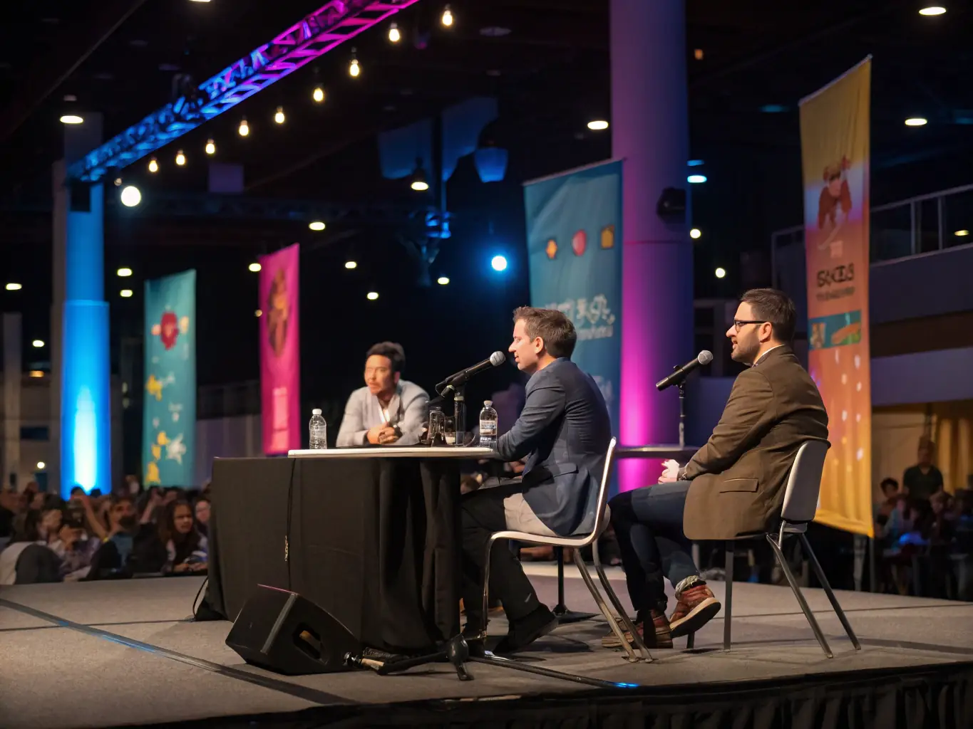 A photograph of a panel discussion at the Hiero Summit, featuring diverse experts discussing the challenges and opportunities in language and mobility.