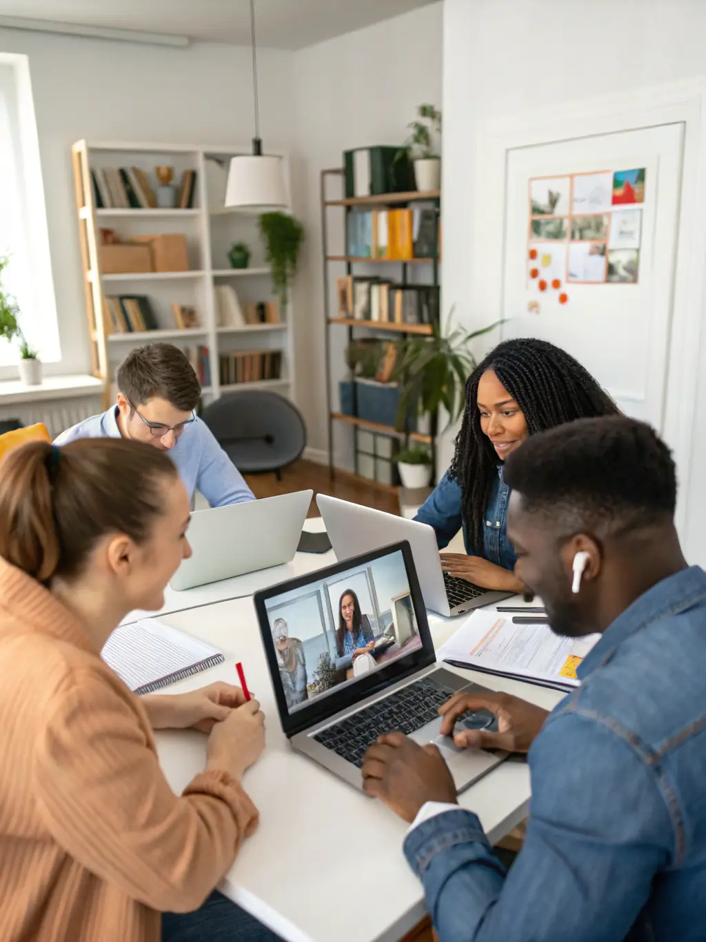 A diverse group of clients interacting on a virtual platform, highlighting the global reach and client management capabilities.
